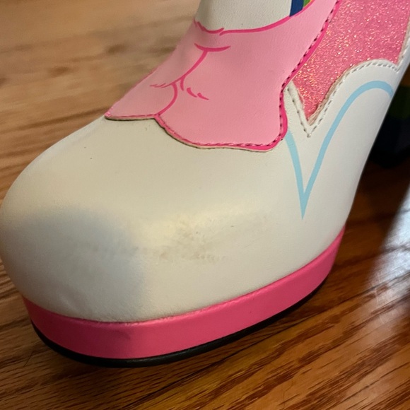 Pink Cheer Bear Care Bears Shoes Ankle Boots 80s Retro Boots Size 6 Pride - Picture 9 of 12